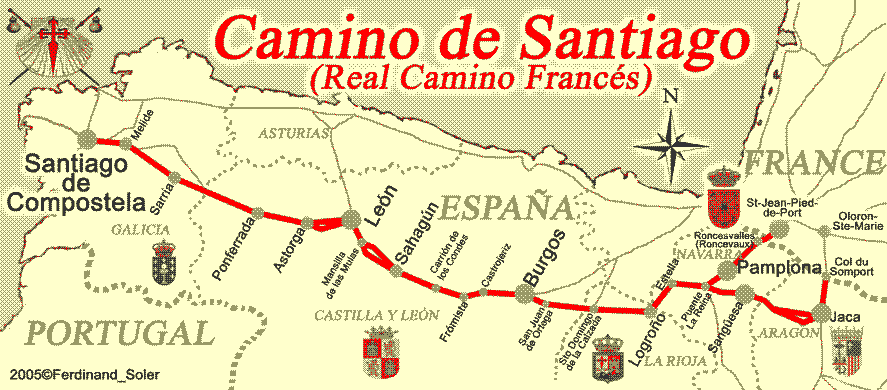 A map of a bike route through northern Spain