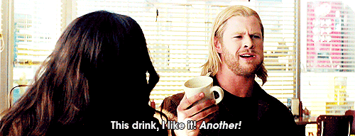 Thor smashes a coffee cup on the floor
