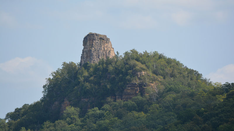 Sugar Loaf mountain at the top of the Mississippi River bluffs