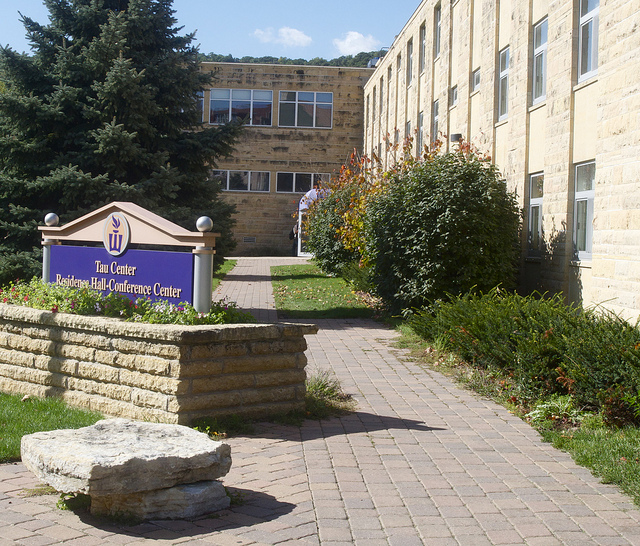 The front entrance to Tau Center