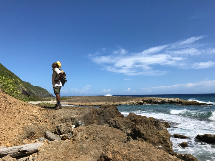 Professor Davis stands on a beach in the Virgin Islands