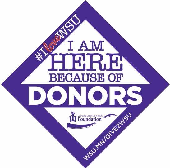 #ILoveWSU graphic that says, 'I Am Here Because of Donors".