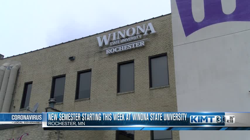 Screenshot from KIMT News 3 shows WSU-Rochester on Broadway Campus Building