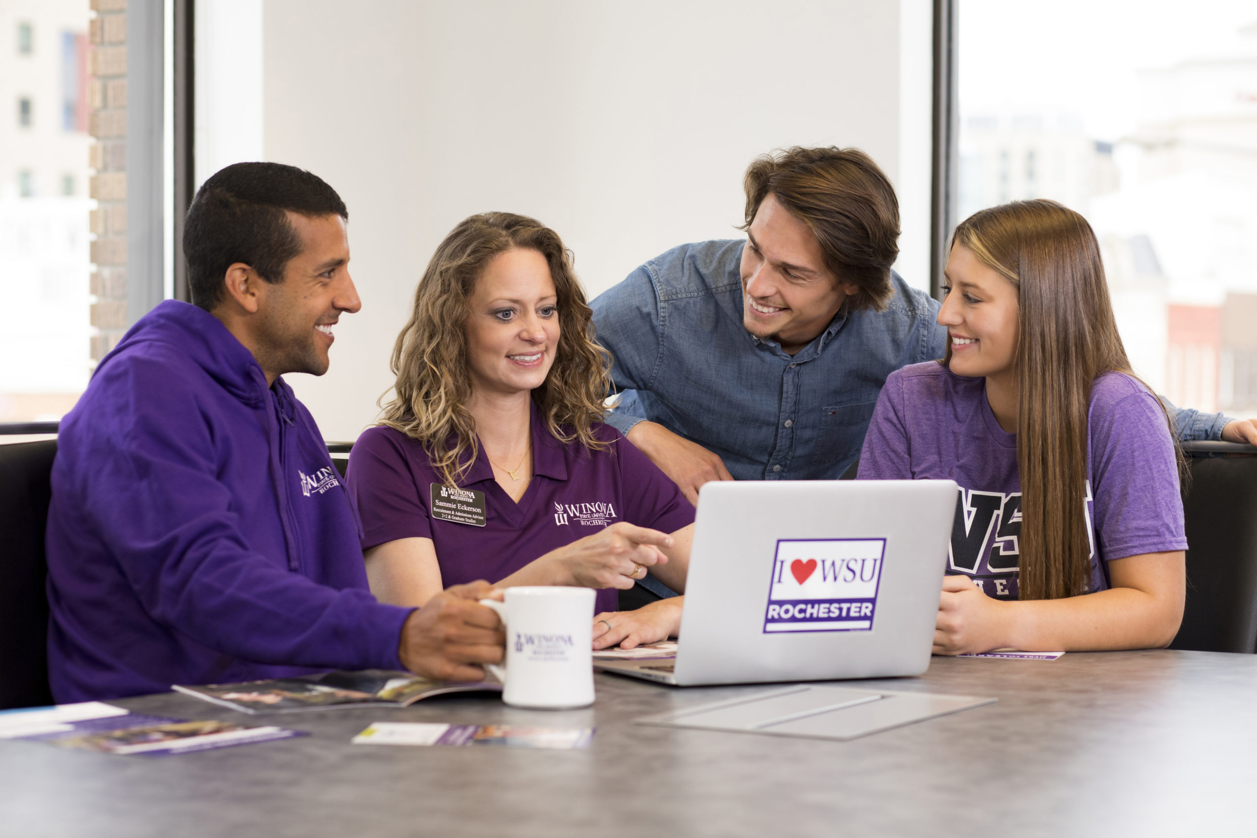 Students meet with an Admissions Advisor at Winona State University on a campus visit. During the COVID-19 Pandemic, students are now making virtual visits to keep their education moving forward.