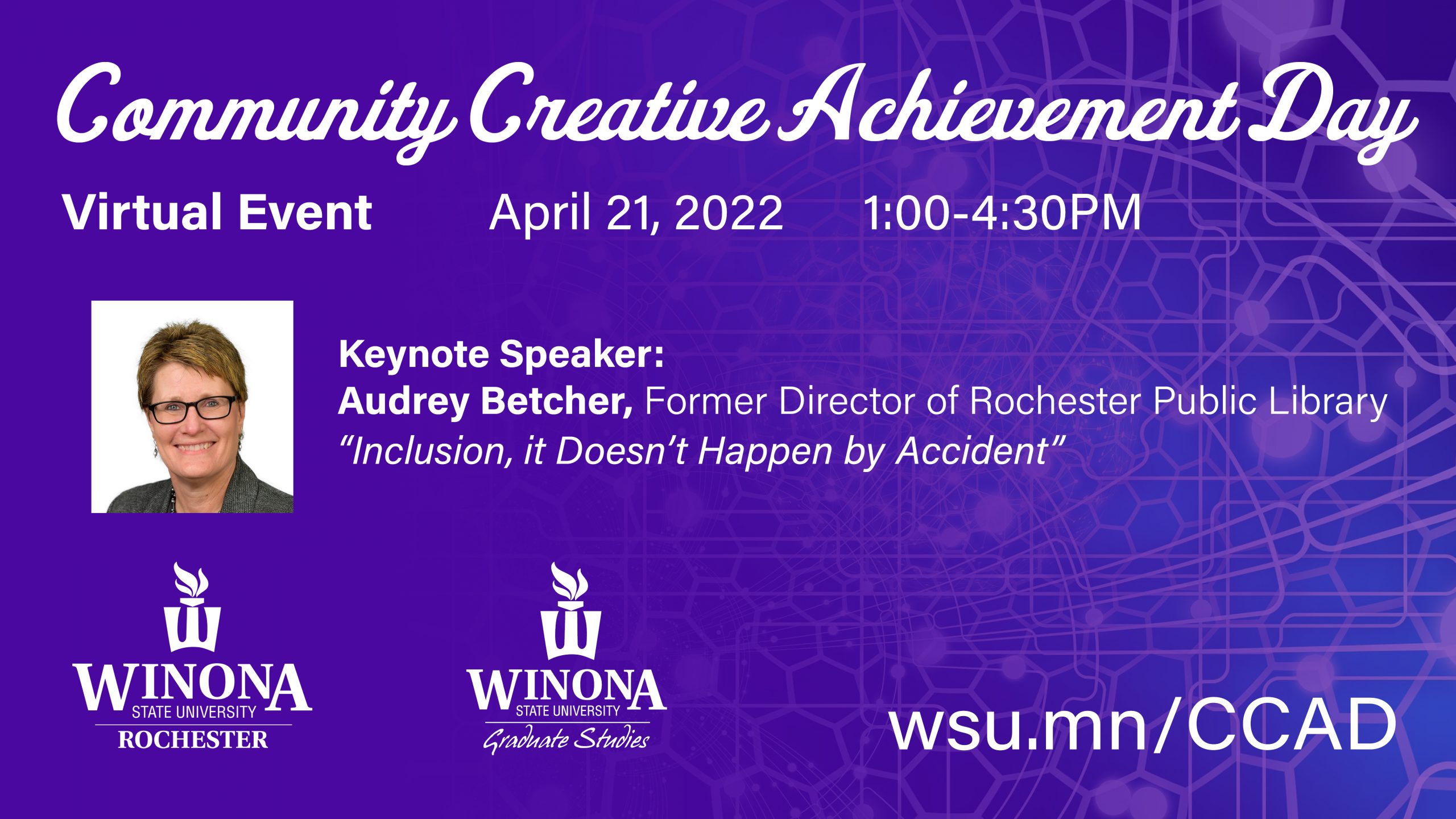 Community Creative Achievement Day will be held online on Thursday, April 21, 2022 from 1 PM to 4:30 PM