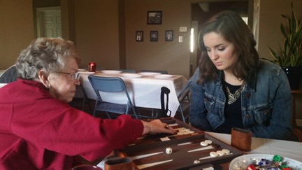 When my great grandma and I are together, you can usually find us engaging in a completive game of backgammon.