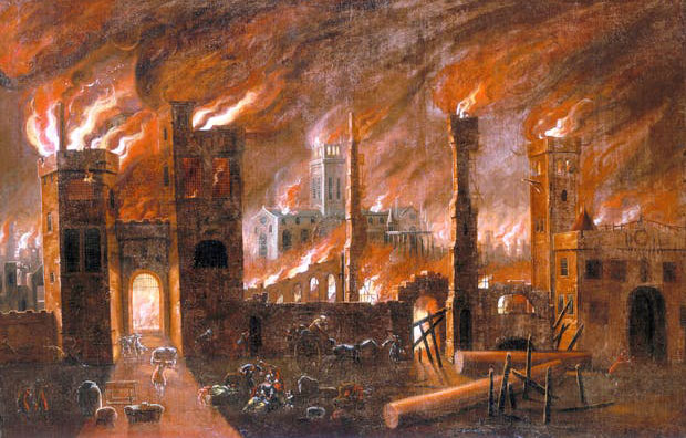 St. Paul's church burning down.